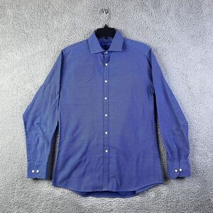 Vince Camuto Mens Size 17 Blue Long Sleeve Slim Fit Button Up Dress Shirt